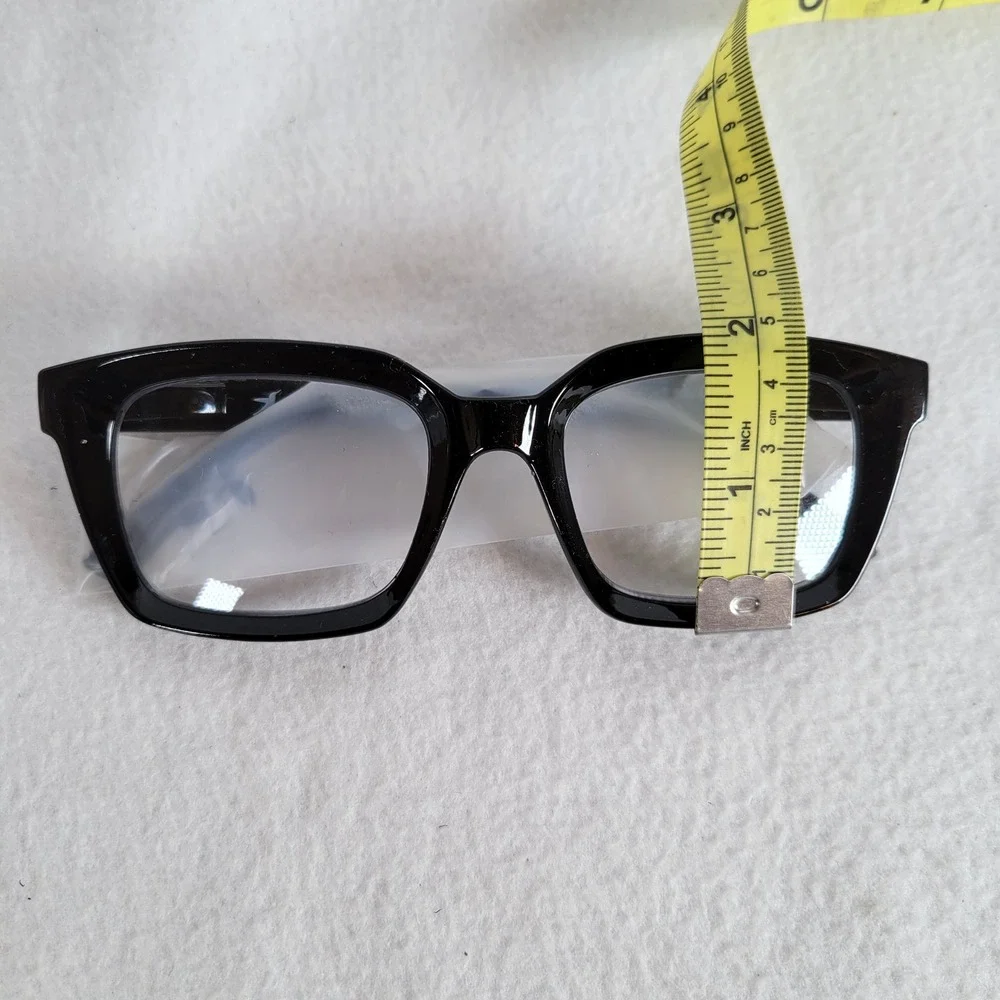 Hummingbird Womens Square Reading Glasses Santa Fe Blue Light +3.50 Black Clear